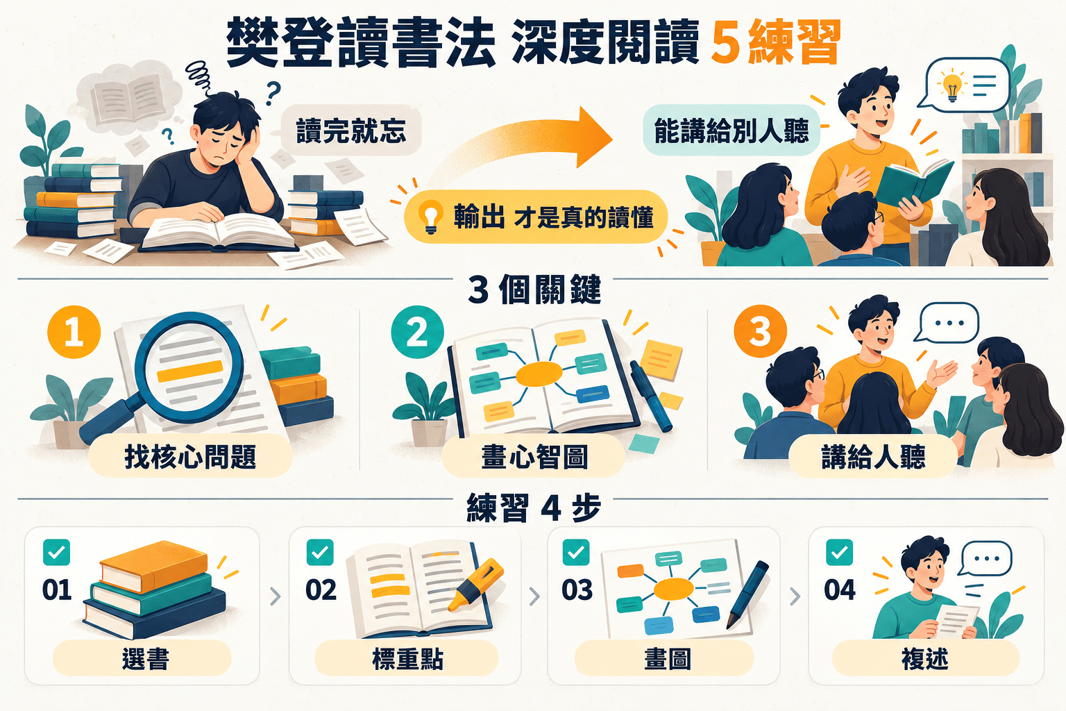 【21天閱讀寫作挑戰】讀懂一本書 樊登讀書法：深度閱讀策略有哪些？必知的5個練習