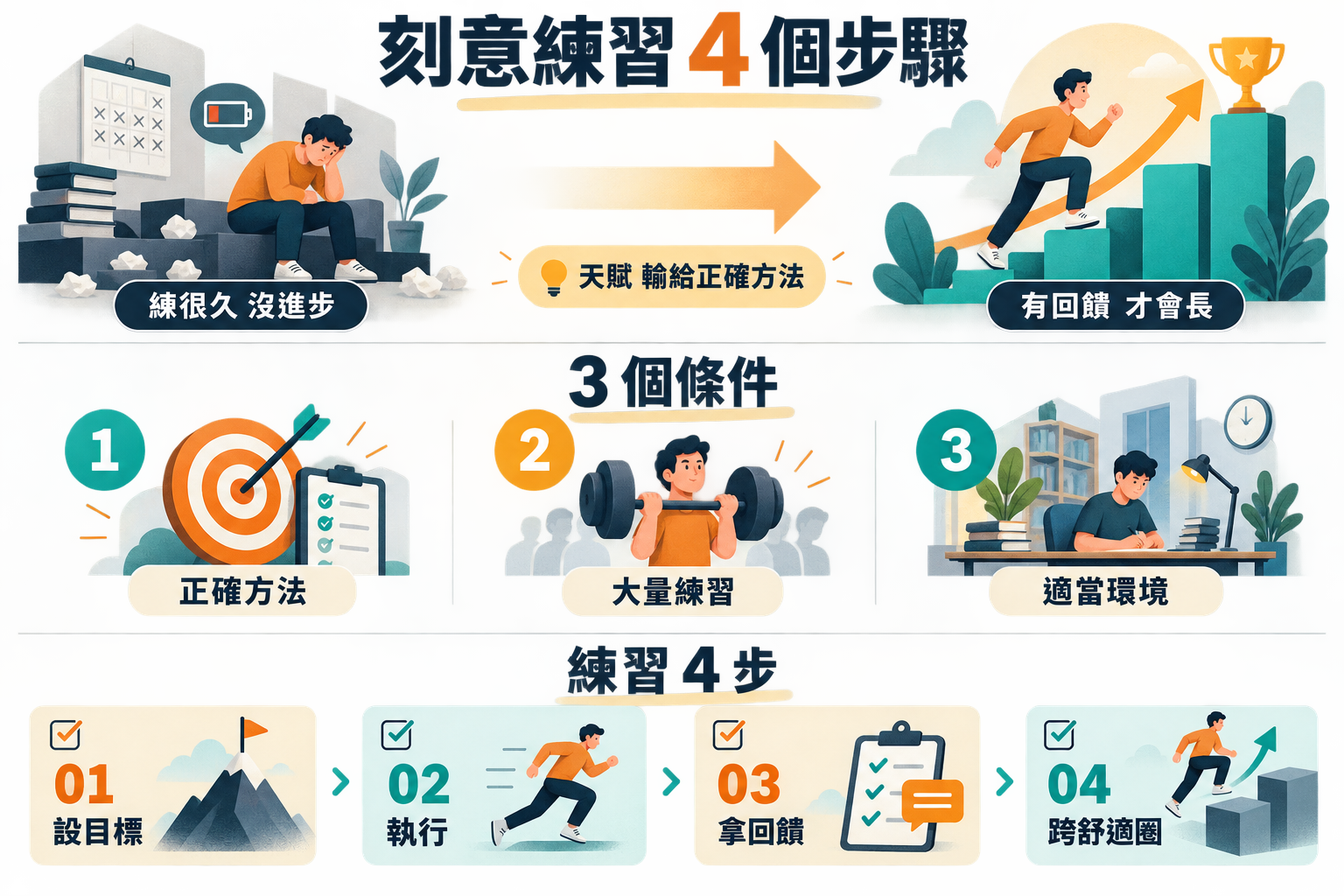 【21天閱讀寫作挑戰】刻意練習:4個步驟與方法,讓你學會天賦更關鍵的學習法!