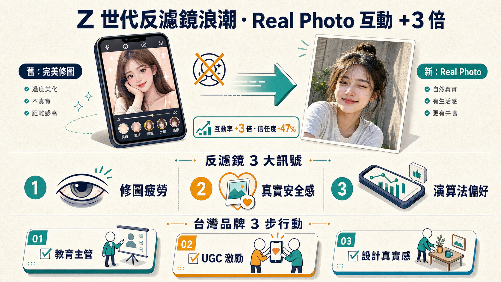 Z 世代反濾鏡浪潮 3 大品牌啟示資訊圖