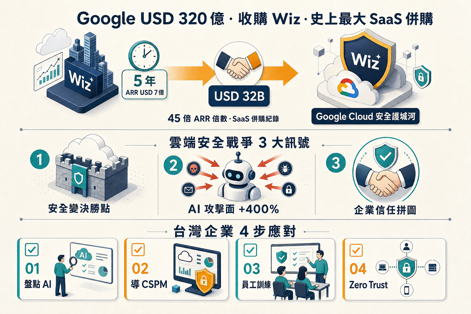Wiz Google 收購 320 億 史上最大 SaaS 併購資訊圖