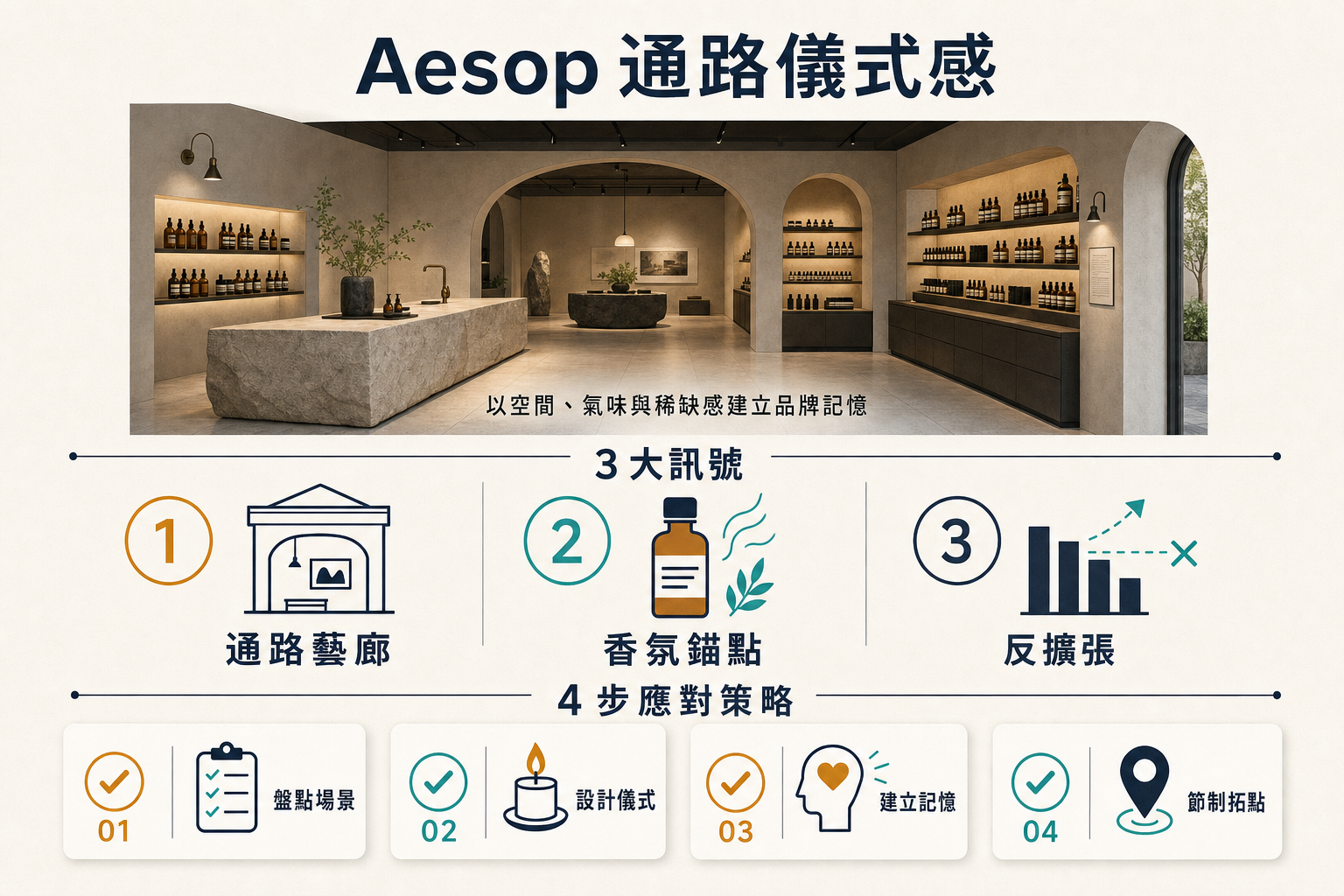 Aesop 400 店 香氛通路儀式感 3 訊號資訊圖