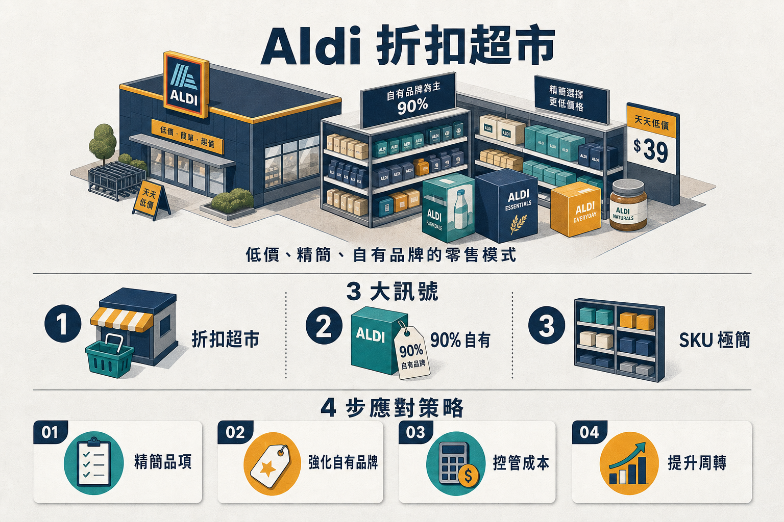 Aldi 2200 家美國店 折扣超市 3 訊號資訊圖