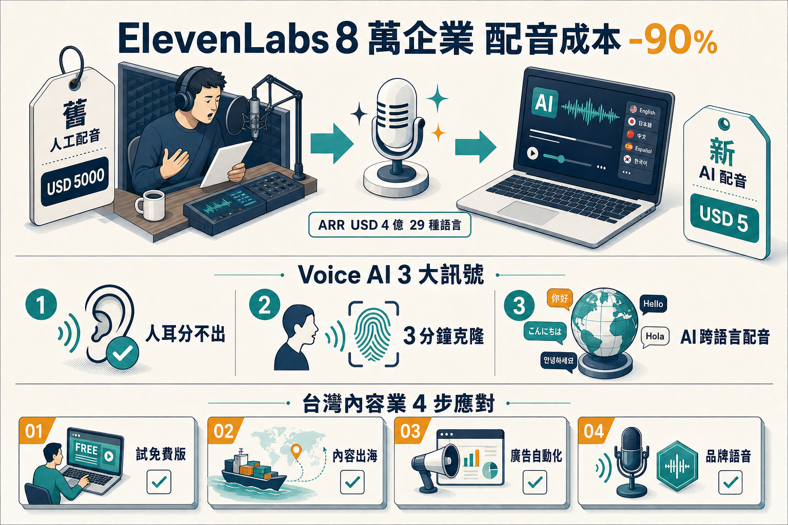 ElevenLabs 語音 AI 8 萬企業 Voice AI 產業重塑 3 訊號資訊圖
