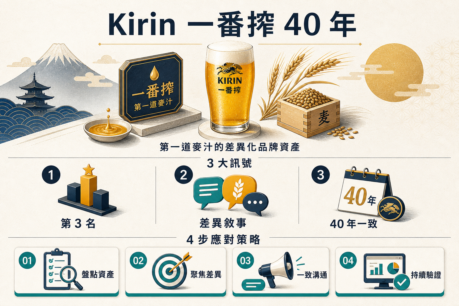 Kirin 一番搾 40 年 日本啤酒第 3 名 3 訊號資訊圖