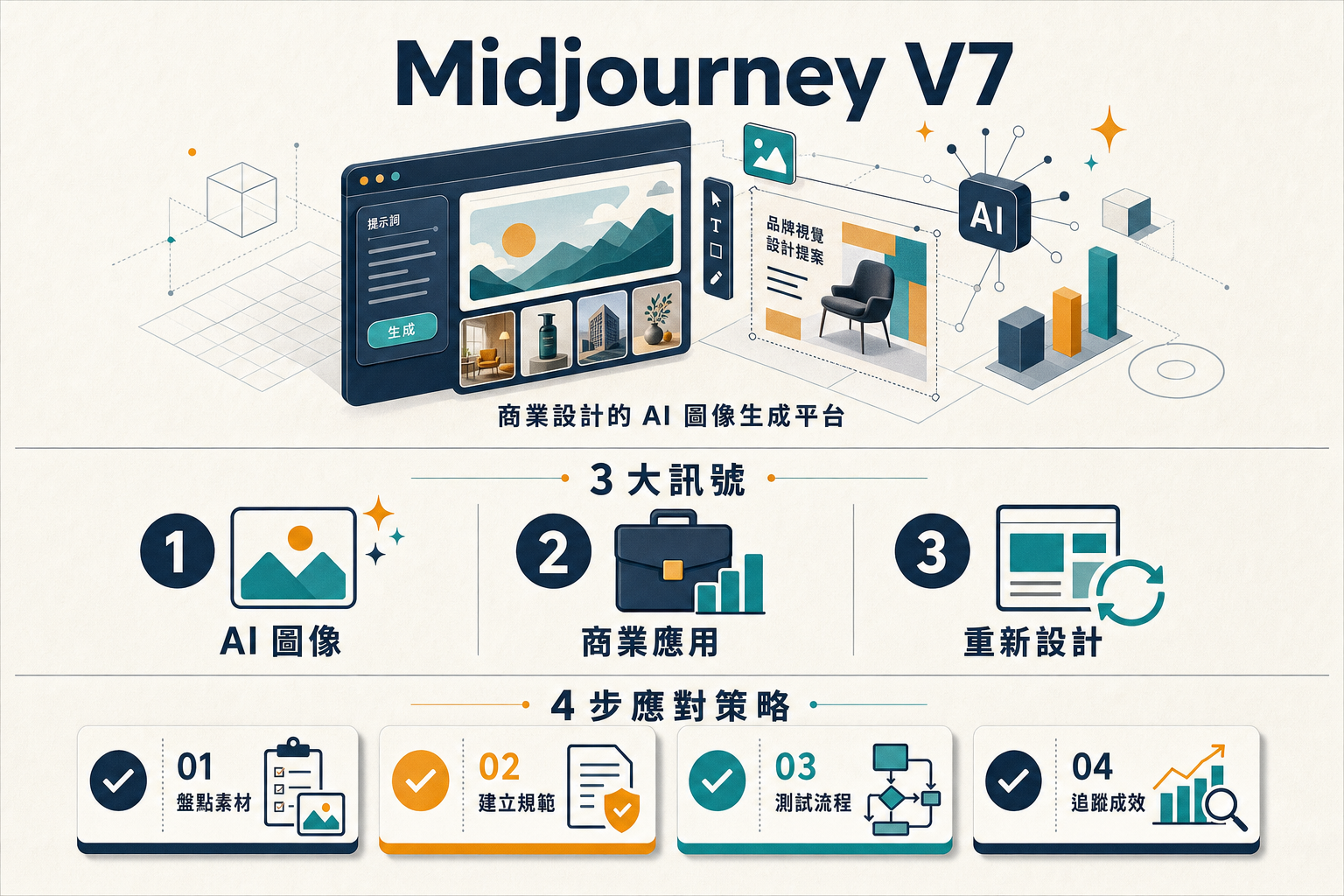 Midjourney V7 2000 萬付費 圖像 AI 商業化 3 訊號資訊圖