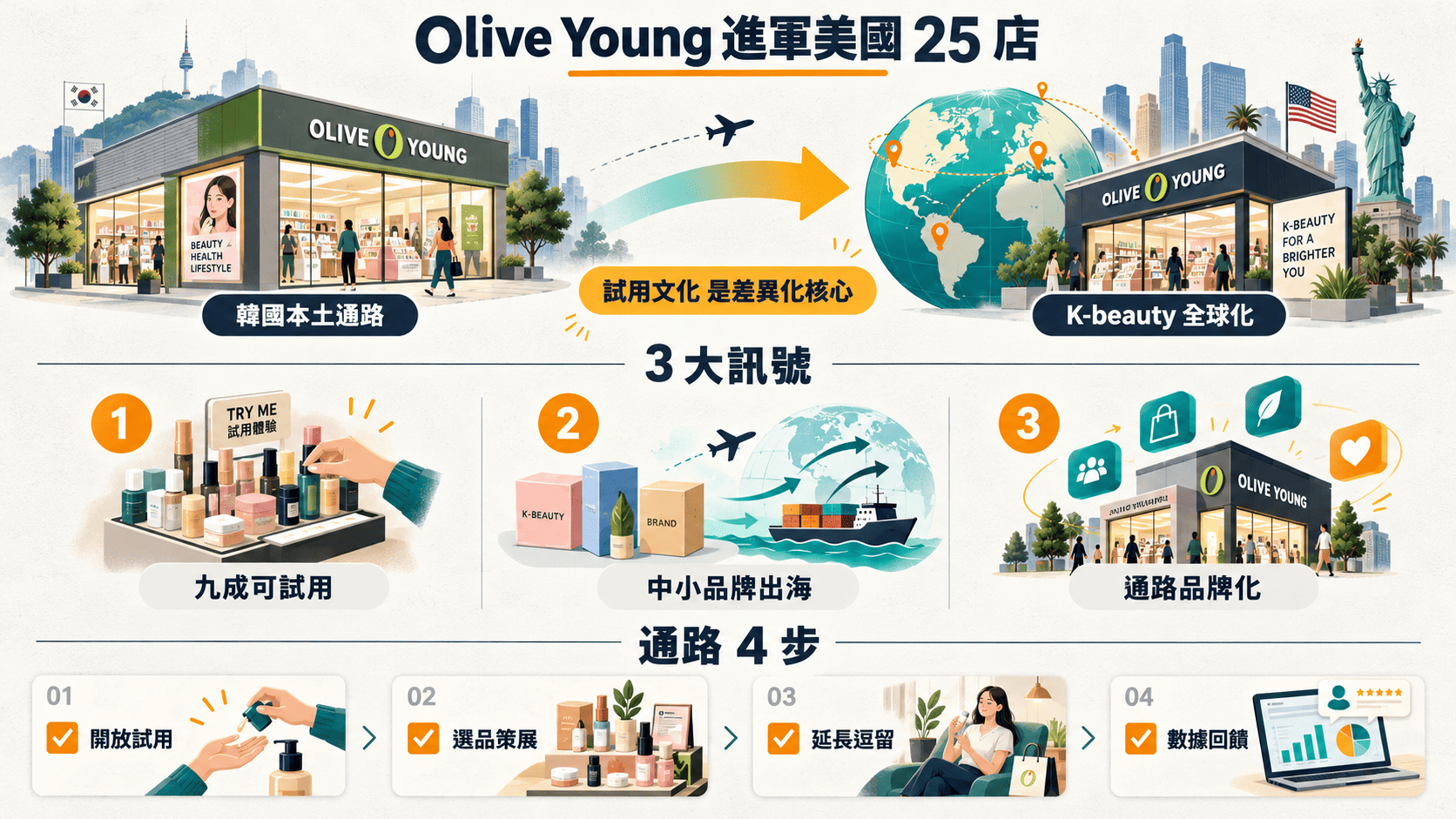 【行銷觀點】韓國 Olive Young 進軍美國 25 店 K-beauty 全球通路化的 3 大訊號