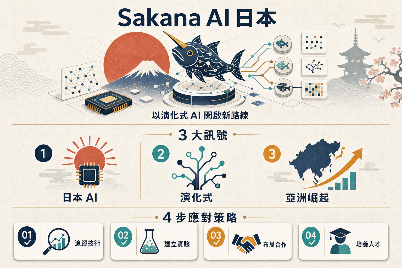 Sakana AI 15 億估值 日本 AI 新星 3 訊號資訊圖