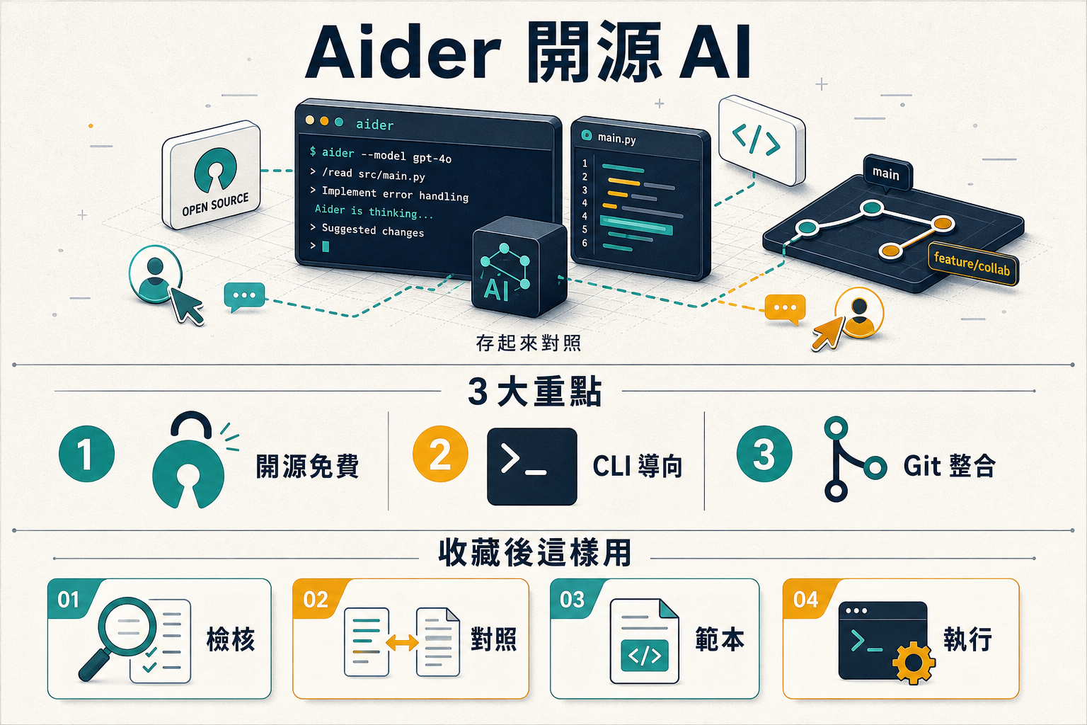 Aider 開源 AI 配對編程完整檢核：3 場景 vs C