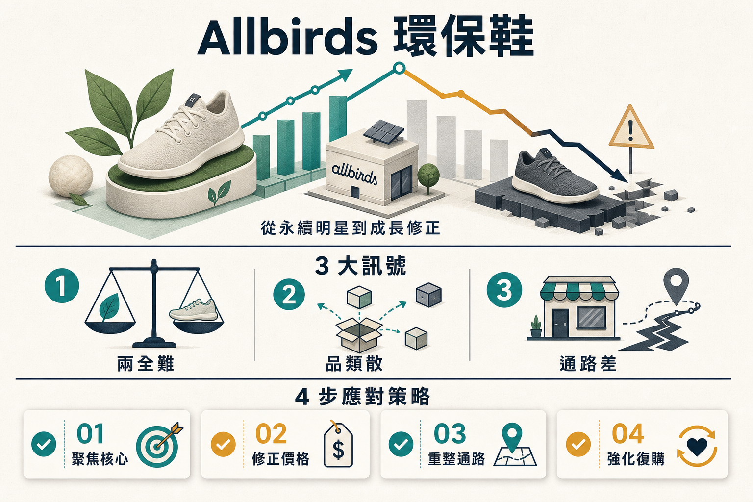 Allbirds 環保鞋興衰 3 訊號資訊圖