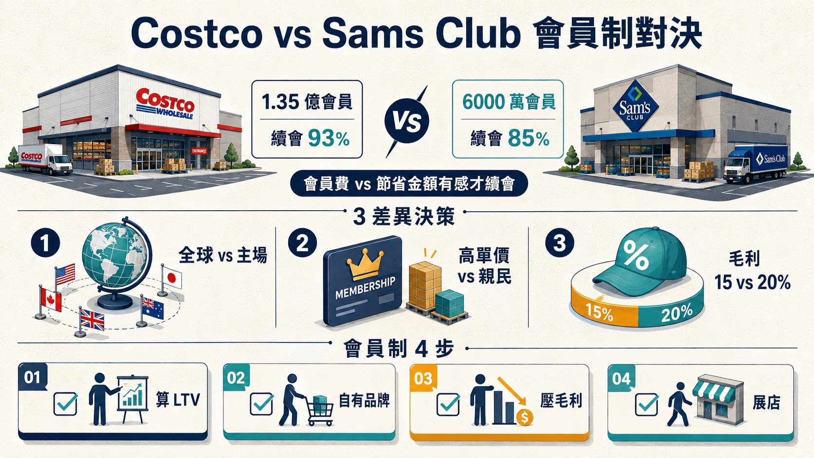 【商業案例】Costco vs Sam's Club 全球會員制對決｜3 個差異決策 + 選型 5 問
