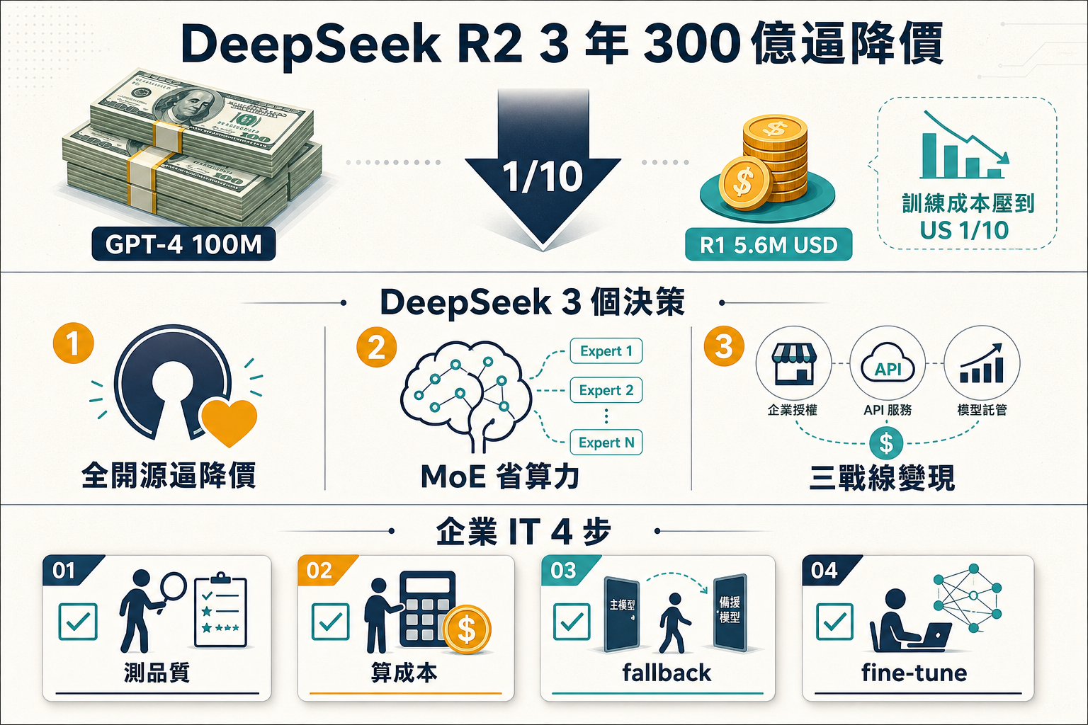 【商業案例】DeepSeek R2 3 年 300 億美元估值｜開源 AI 商業化 3 個決策