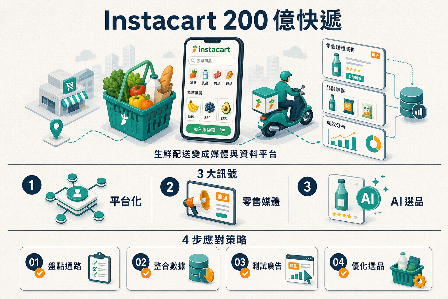 Instacart 15 年 快遞平台 3 訊號資訊圖