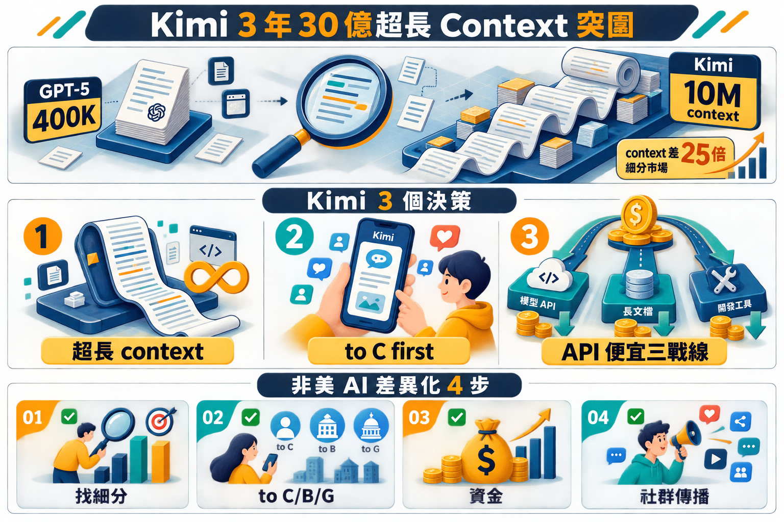 【商業案例】Moonshot Kimi 中國 3 年 30 億美元估值|超長 Context 差異化 3 個決策