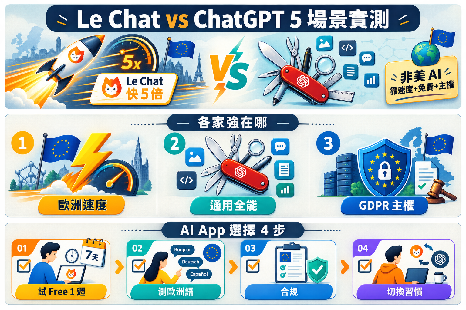 Mistral Le Chat vs ChatGPT｜非美 AI App 差異化的 5 場景實測