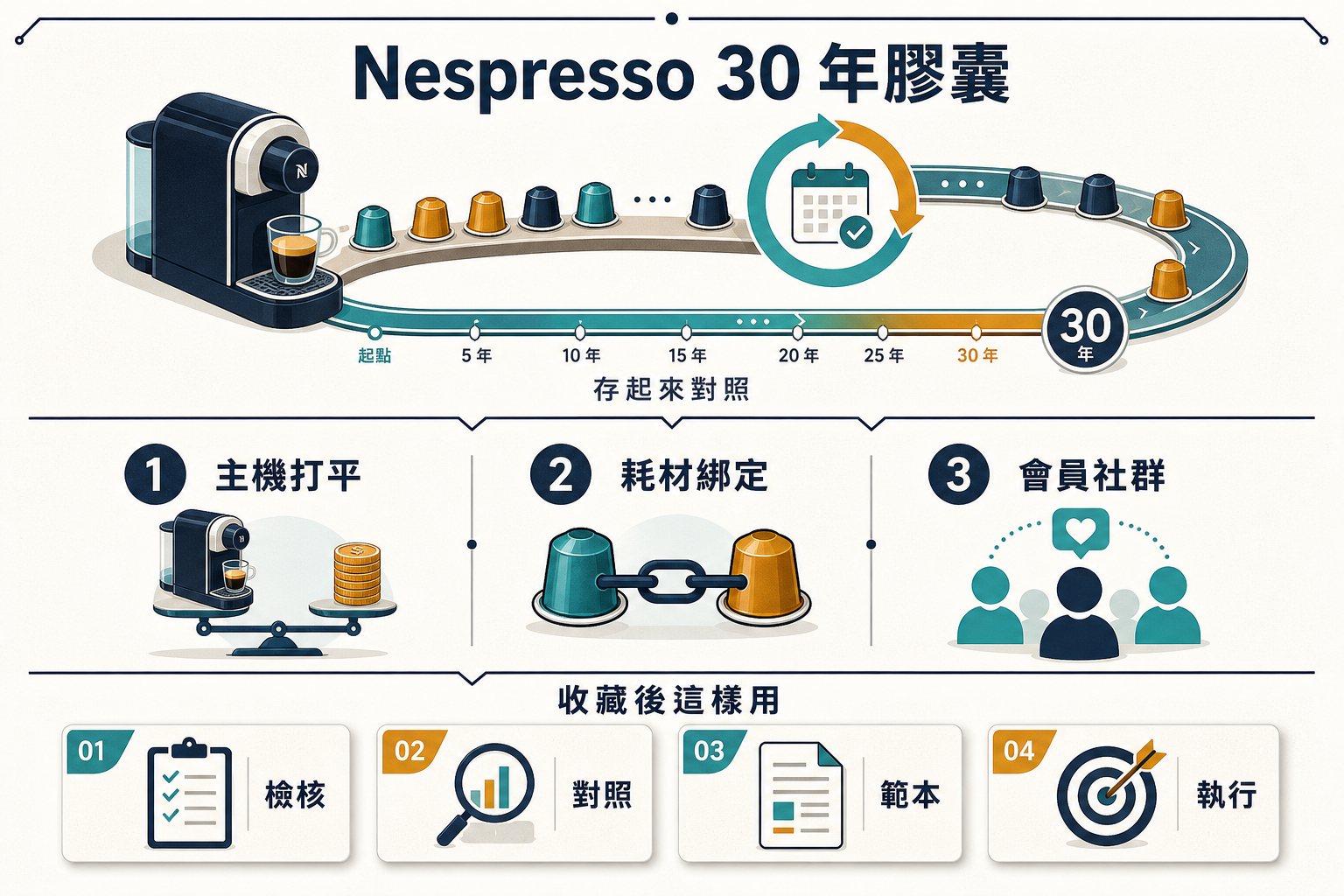 Nespresso 30 年 訂閱耗材 檢核 + 矩陣
