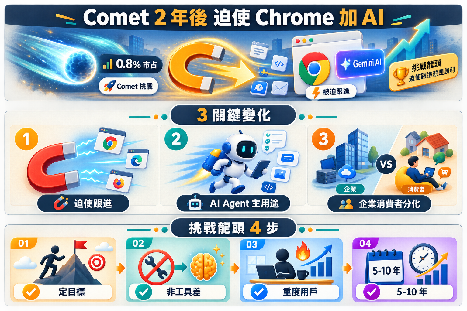 【商業案例】Perplexity Comet 2 年後 vs Chrome｜AI 瀏覽器戰爭 3 個關鍵變化
