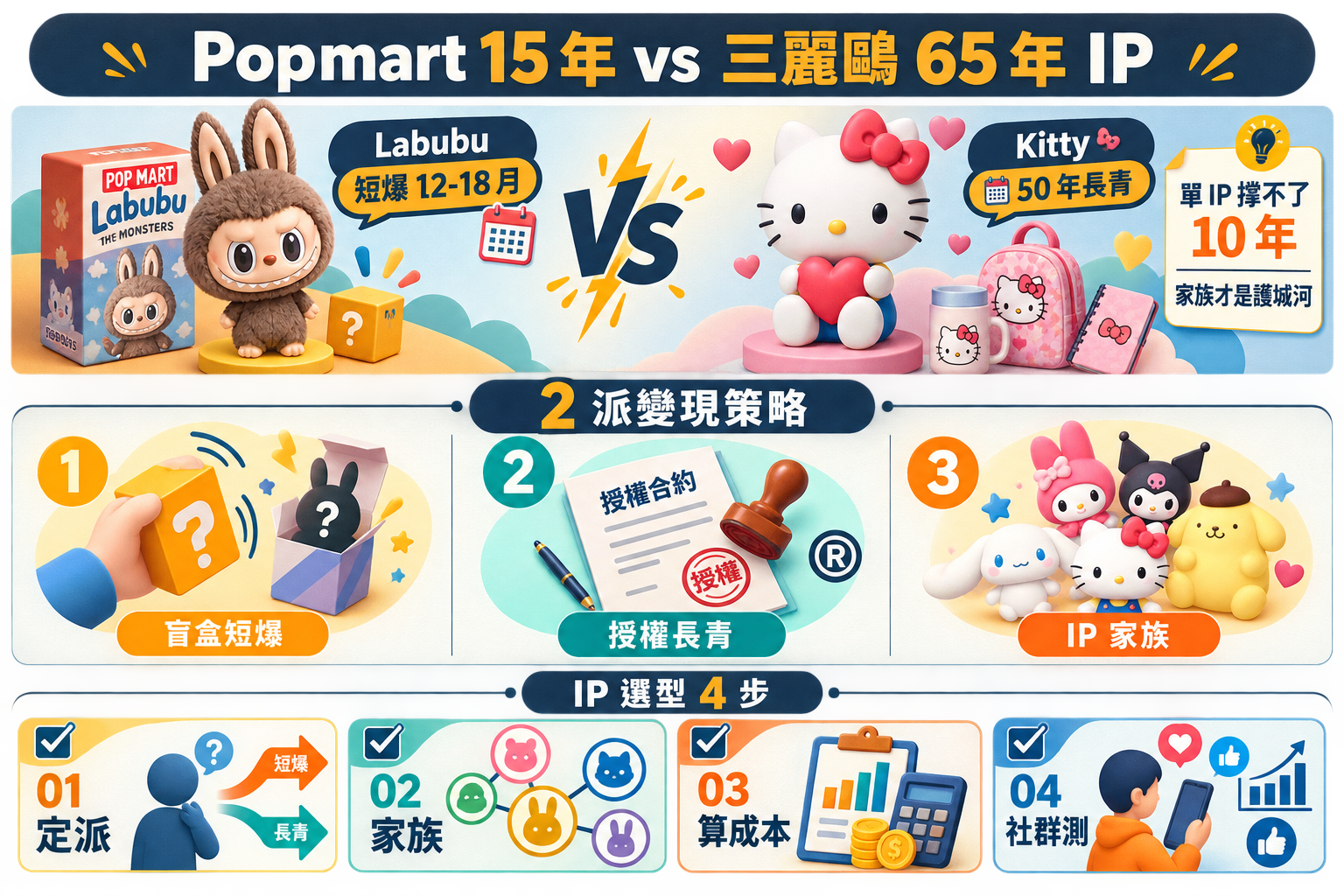 【行銷觀點】Popmart Labubu vs 三麗鷗 Kitty|IP 經濟 2 派變現 + 選型 5 問
