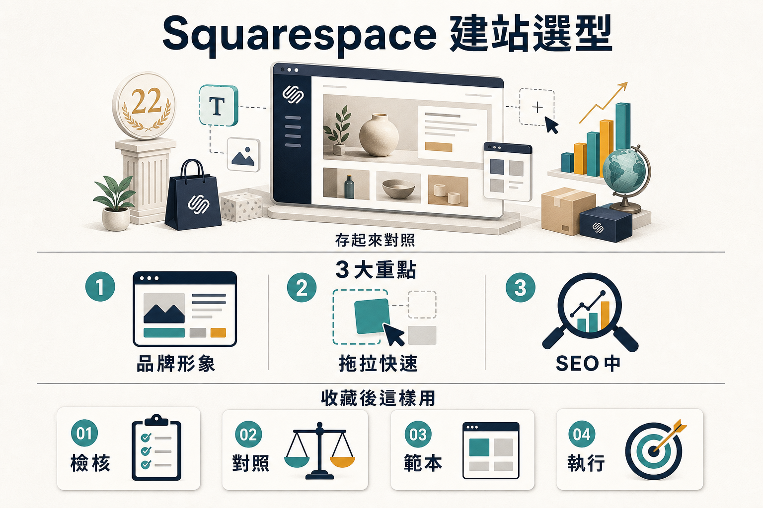 Squarespace vs Shopify vs Webflow 選型檢核