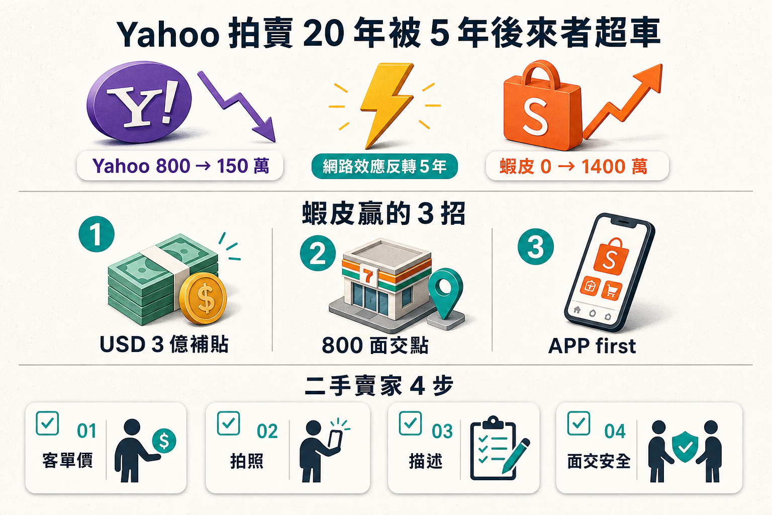 【行銷觀點】Yahoo 拍賣 vs 蝦皮拍賣 20 年台灣二手電商戰爭｜賣家選型 5 問
