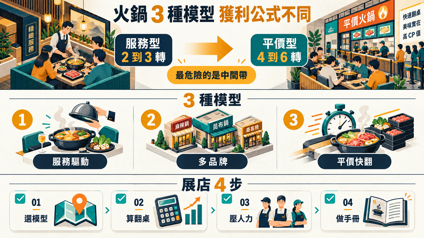 海底撈 vs 築間 vs 錢都 台灣火鍋連鎖 3 種模型｜餐飲展店 5 問
