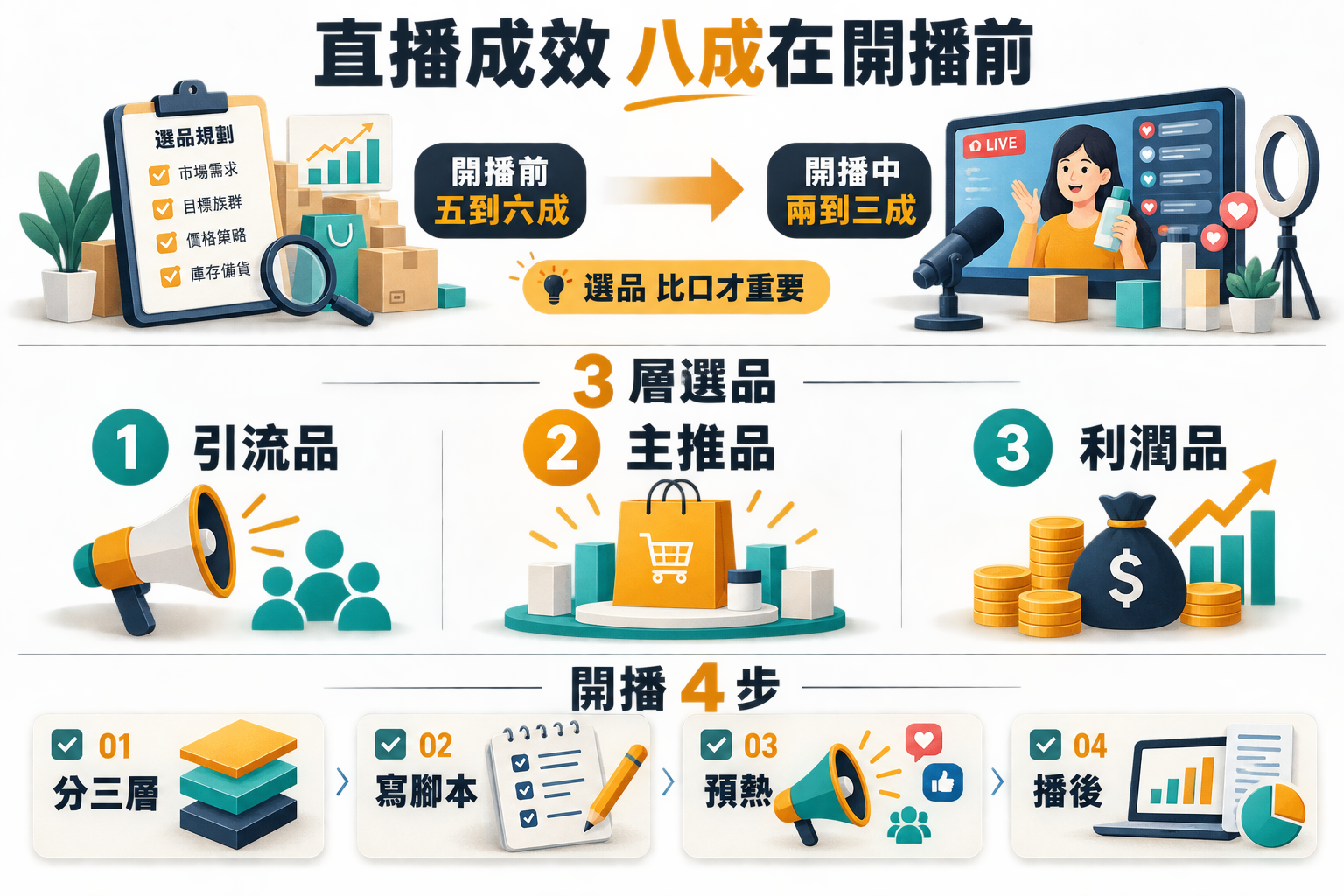 蝦皮直播帶貨 SOP｜開播前中後 3 階段 + 常見 3 錯誤