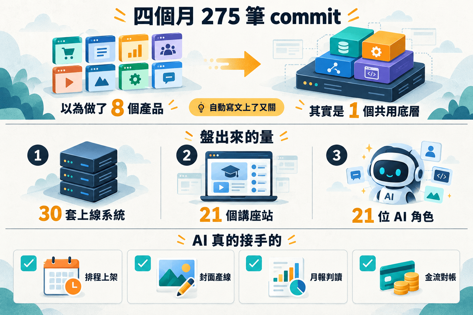 【商業案例】一個行銷顧問用 AI 養出一條產品線｜四個月、275 筆 commit 的完整盤點