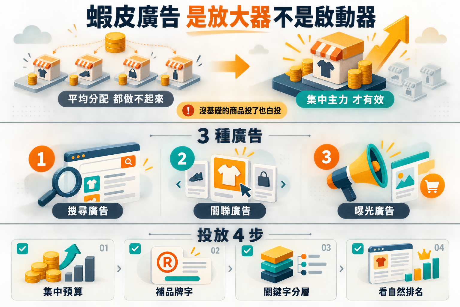 【行銷觀點】蝦皮廣告投放 SOP｜3 種廣告的分工 + 預算分配 5 問