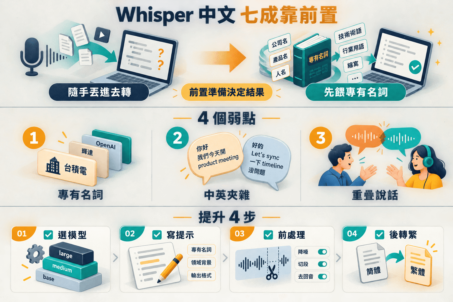 【商業案例】Whisper 中文逐字稿實測|5 種場景準確度 + 3 個提升技巧